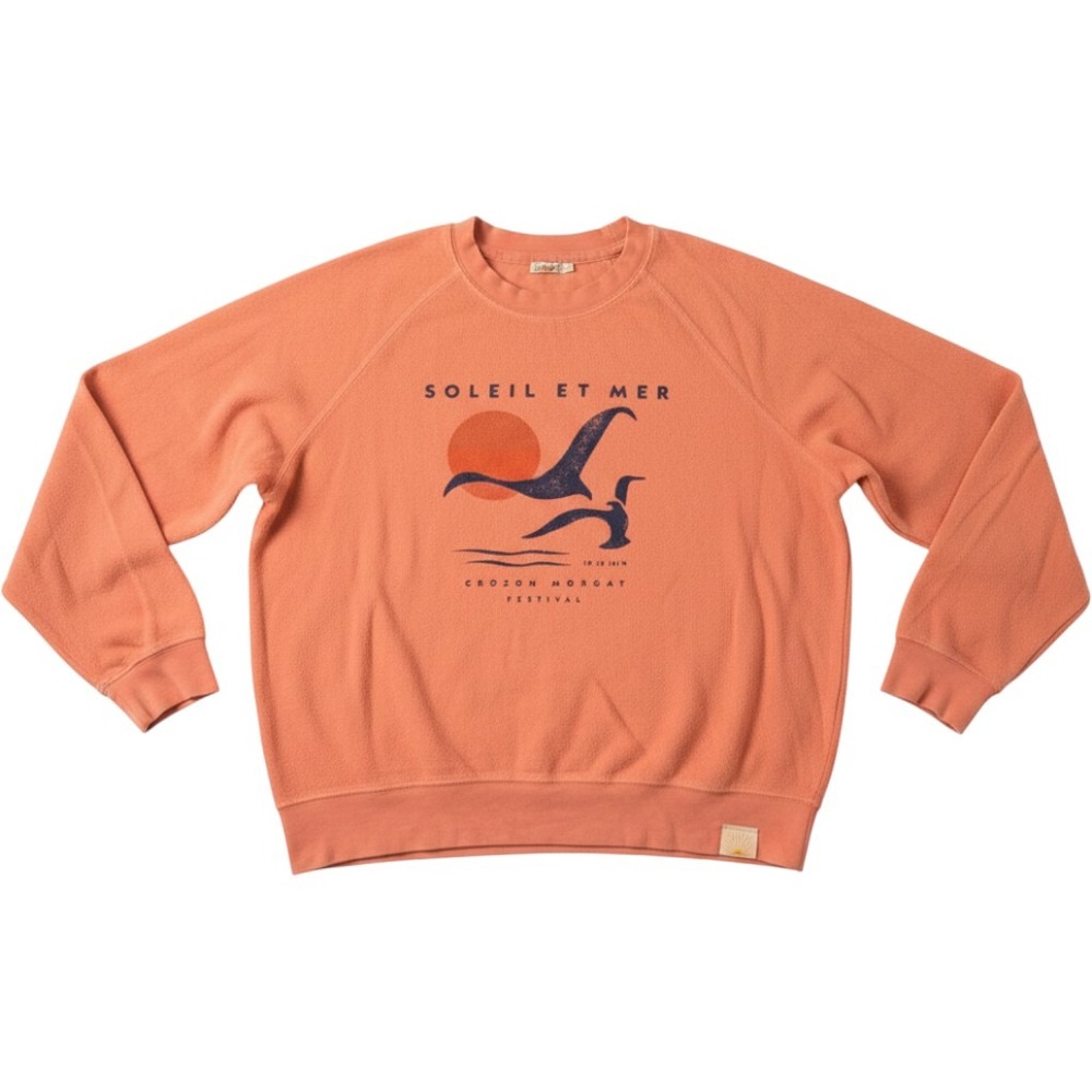 Faherty Soleil Et Mer Graphic Sweatshirt Coral Orange Raglan Pullover Mens Large